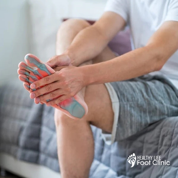 Person with sore plantar fascia